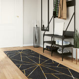 Vidaxx Teppich waschbar, rutschfest, 80 x 300 cm, Schwarz und Gold