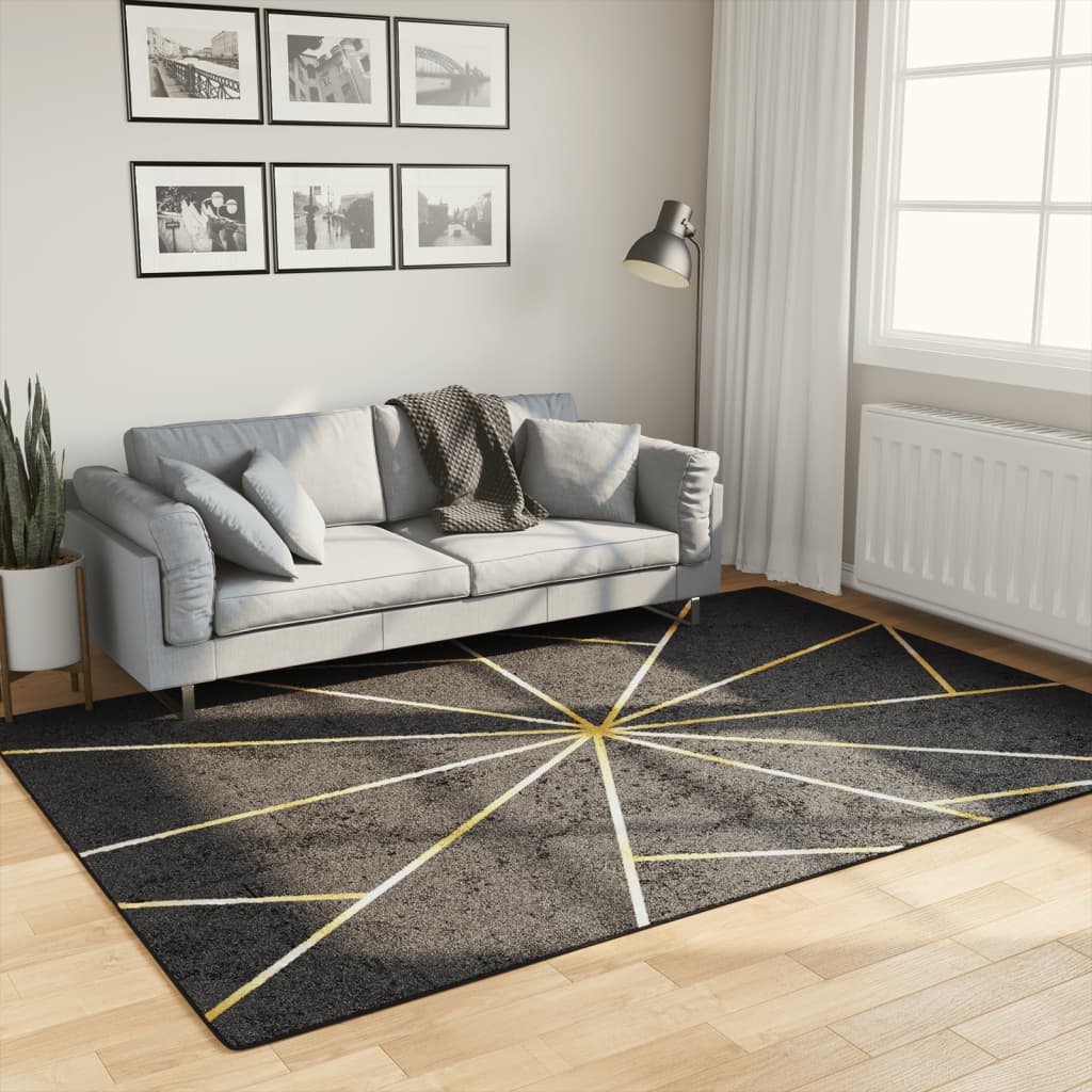 Vidaxl RUG LAVABLE ANTI-SLIP 160x230 cm de color negro y dorado