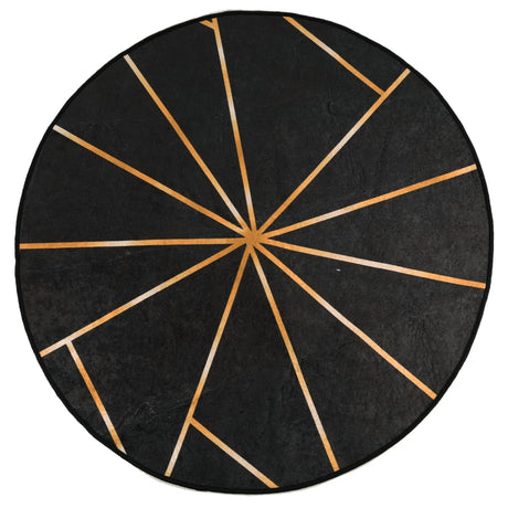 Vidaxl waschbarer Anti-Rutsch-Teppich ø 120 cm schwarz und gold