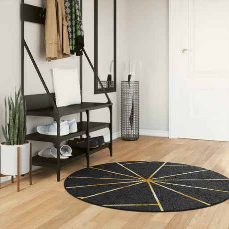 Vidaxl waschbarer Anti-Rutsch-Teppich ø 120 cm schwarz und gold