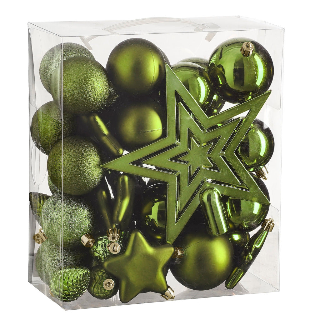 Edelman Baumschmuck unzerbrechlich d.grün 40 Stück - d8cm | 2 Stk
