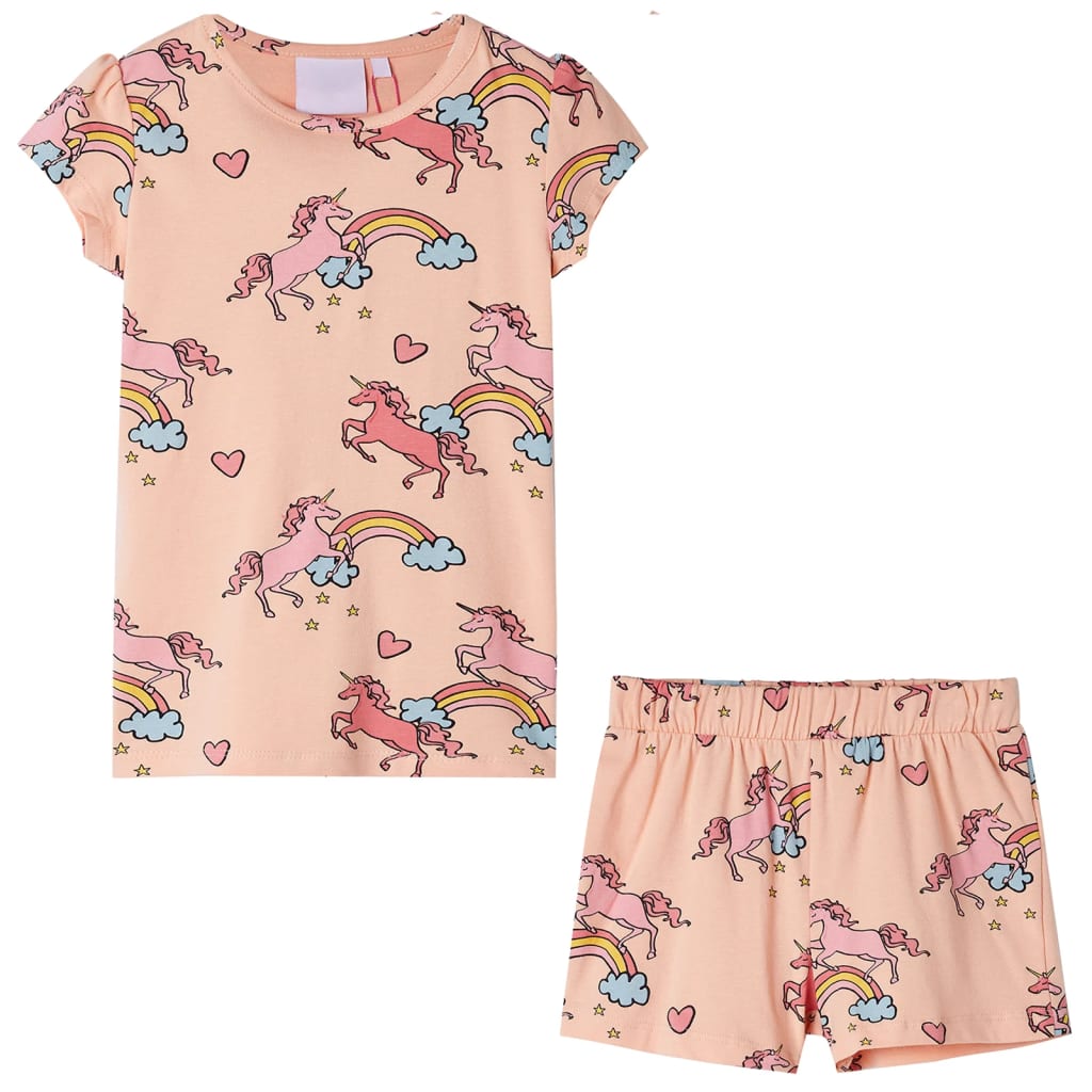 VidaXL Kinderpyjama mit kurzen Ärmeln 128 Hellorange