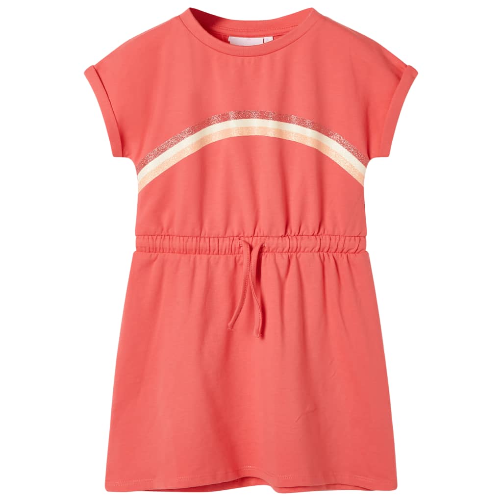 VidaXL Kinderkleid mit Kordelzug 140 Koralle