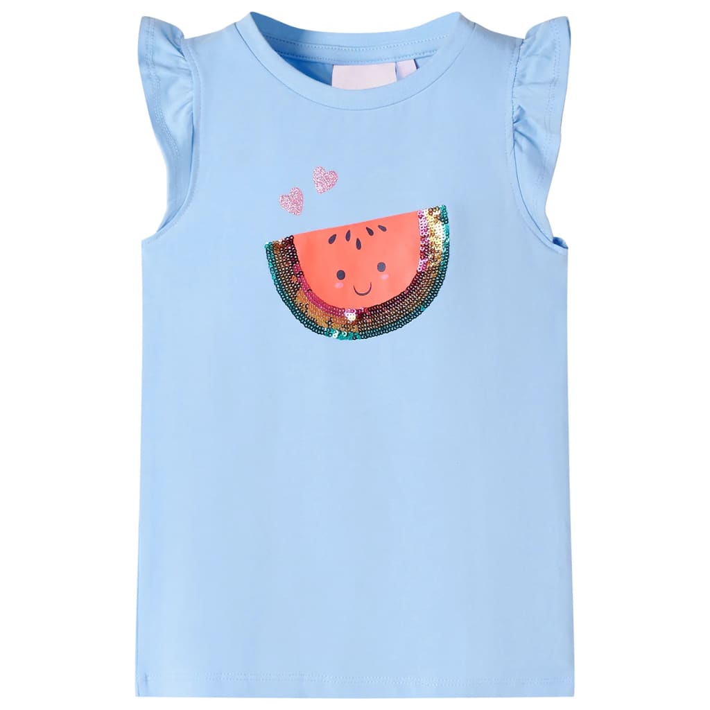 VidaXL Kindershirt mit Rüschen an den Ärmeln 128 Hellblau