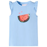VidaXL Kindershirt mit Rüschen an den Ärmeln 128 Hellblau