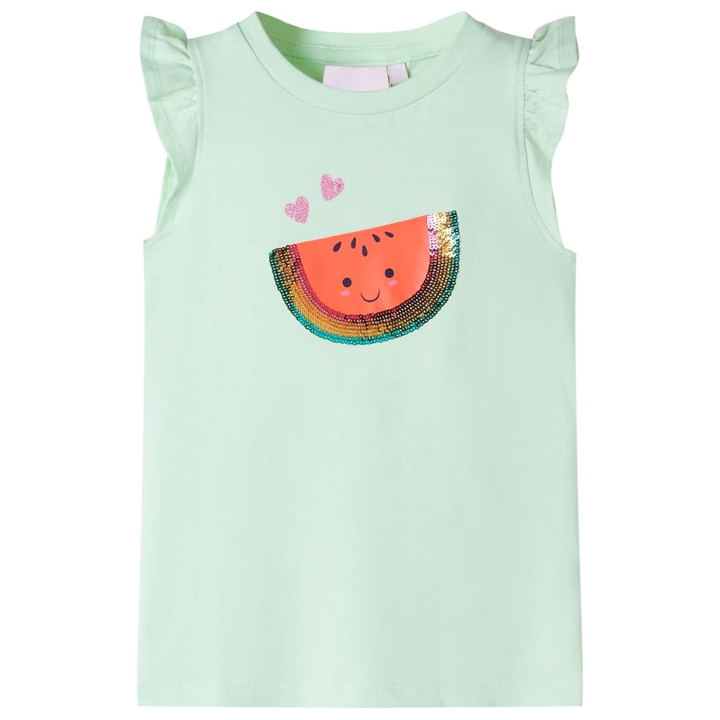 VidaXL Kindershirt mit Rüschen an den Ärmeln 104 zartgrün