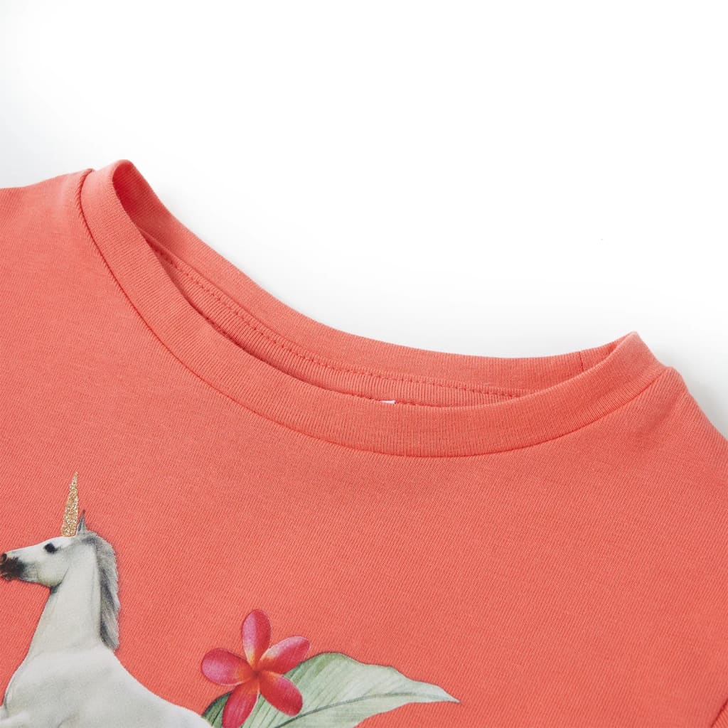 VidaXL Kindershirt mit kurzen Ärmeln 116 Koralle