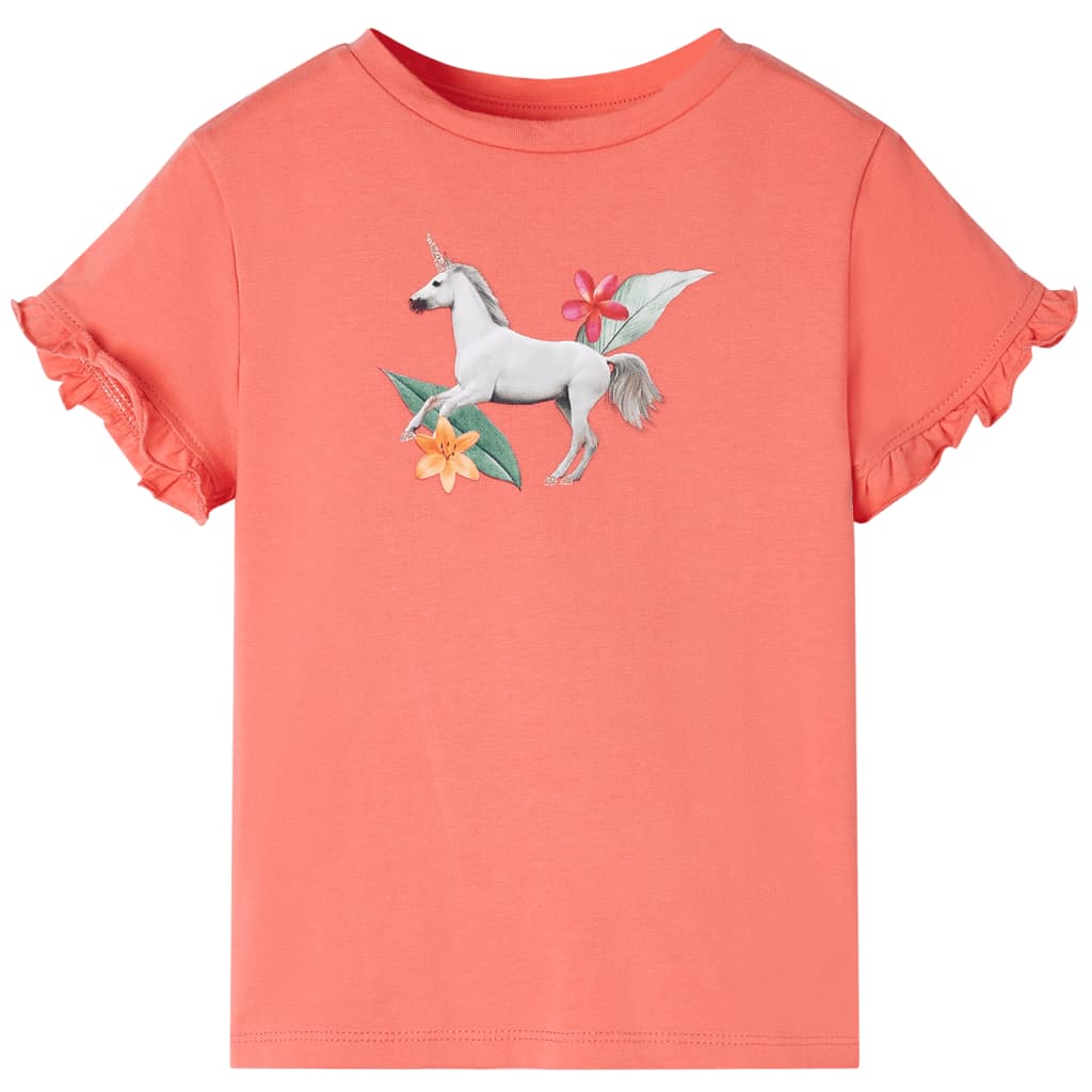 VidaXL Kindershirt mit kurzen Ärmeln 128 Koralle