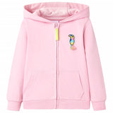 VidaXL Kinderstrickjacke mit Kapuze und Reißverschluss 92 leuchtendes Rosa
