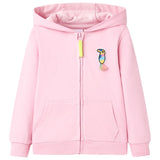 VidaXL Kinderstrickjacke mit Kapuze und Reißverschluss 116 leuchtendes Rosa