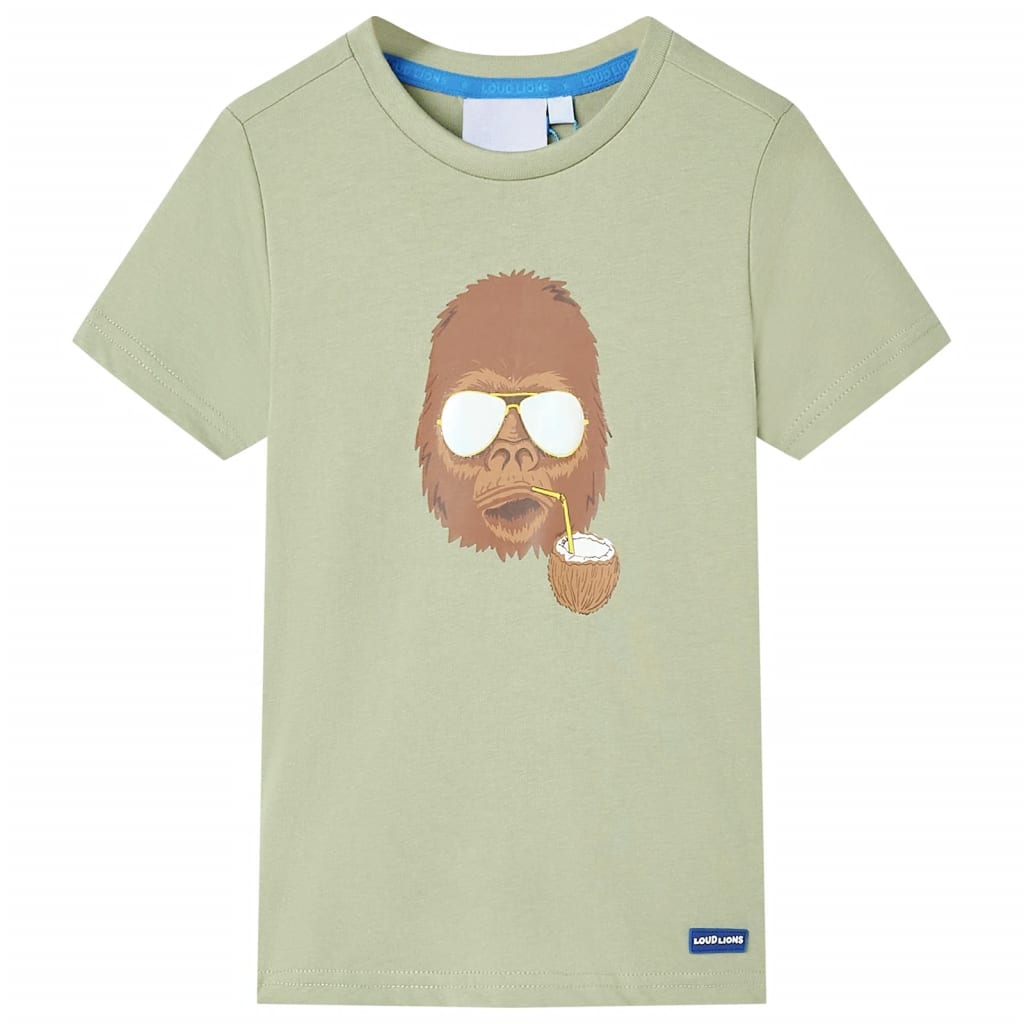 VidaXL Kindershirt mit kurzen Ärmeln 128 helles Khaki