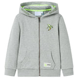 VidaXL Kinderstrickjacke mit Kapuze und Reißverschluss 92 helles Khaki meliert