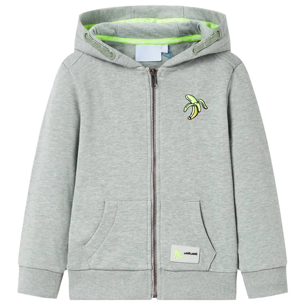 VidaXL Kinderstrickjacke mit Kapuze und Reißverschluss 116 helles Khaki meliert