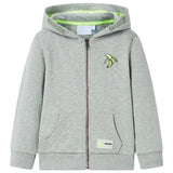 VidaXL Kinderstrickjacke mit Kapuze und Reißverschluss 116 helles Khaki meliert