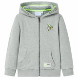 VidaXL Kinderstrickjacke mit Kapuze und Reißverschluss 128 hellkhaki meliert