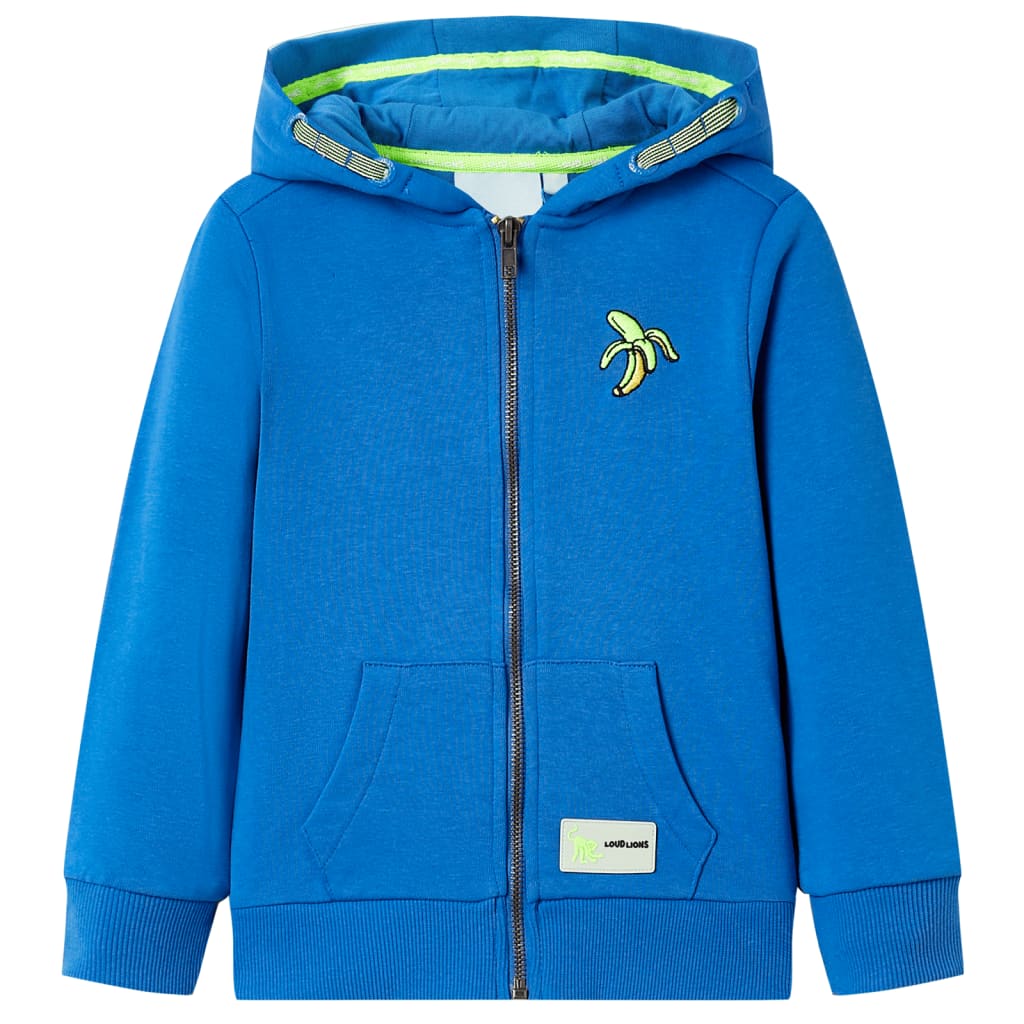 VidaXL Kinderstrickjacke mit Kapuze und Reißverschluss 92 Blau