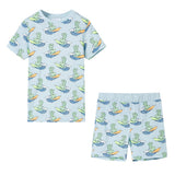Vidaxl Kinderpyjama mit kurzen Ärmeln 140 Hellblau