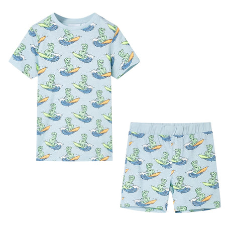 Vidaxl Kinderpyjama mit kurzen Ärmeln 140 Hellblau