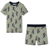 VidaXL Kinderpyjama mit kurzen Ärmeln 140 helles Khaki