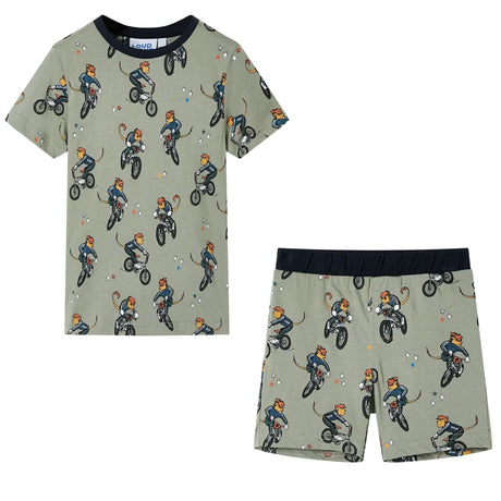 VidaXL Kinderpyjama mit kurzen Ärmeln 140 helles Khaki