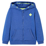 VidaXL Kinderstrickjacke mit Kapuze und Reißverschluss 128 blau gemischt