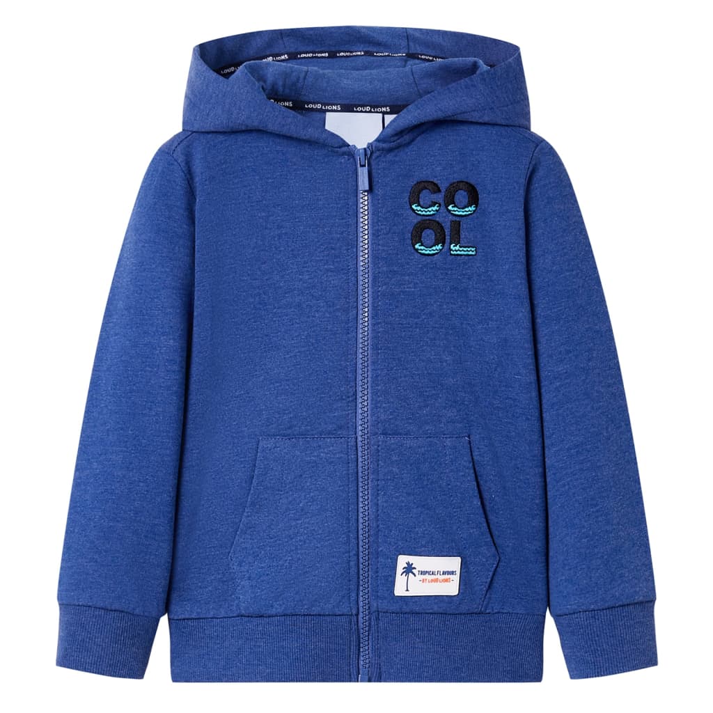VidaXL Kinderstrickjacke mit Kapuze und Reißverschluss 128 dunkelblau gemischt