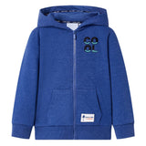 VidaXL Kinderstrickjacke mit Kapuze und Reißverschluss 128 dunkelblau gemischt