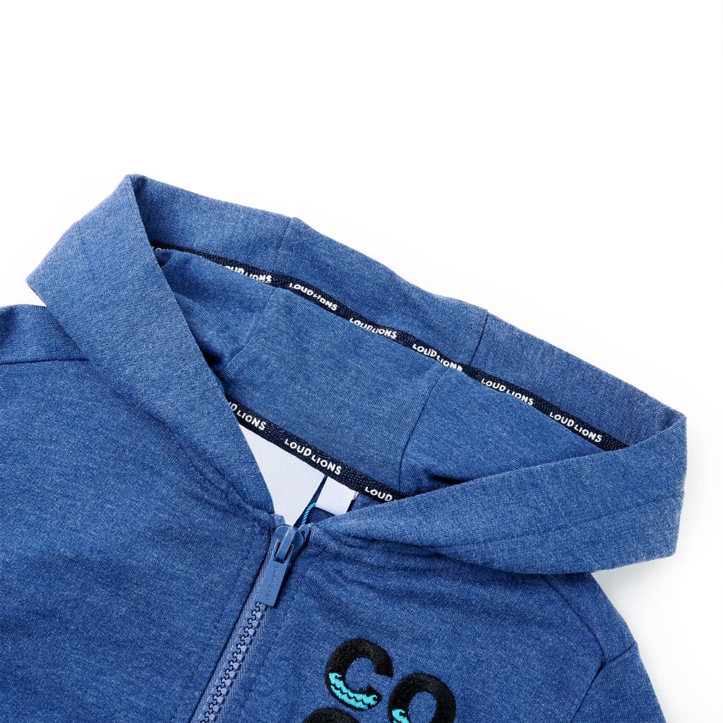 VidaXL Kinderstrickjacke mit Kapuze und Reißverschluss 128 dunkelblau gemischt