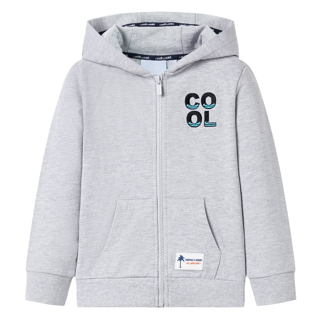 VidaXL Kinderstrickjacke mit Kapuze und Reißverschluss 116 Grau