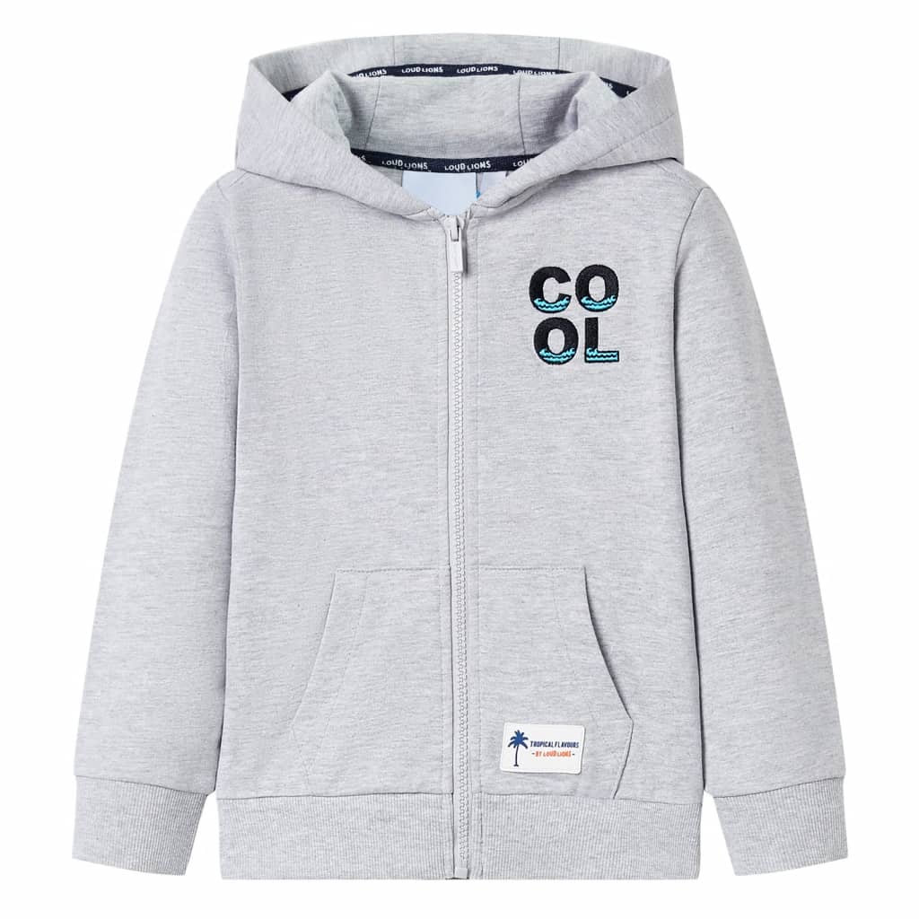 VidaXL Kinderstrickjacke mit Kapuze und Reißverschluss 128 Grau