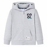 VidaXL Kinderstrickjacke mit Kapuze und Reißverschluss 128 Grau