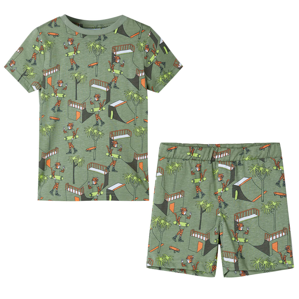 Vidaxl Kinderpyjama mit kurzen Ärmeln 92 helles Khaki