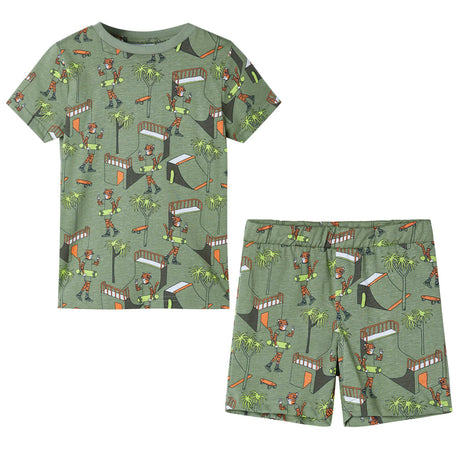Vidaxl Kinderpyjama mit kurzen Ärmeln 92 helles Khaki