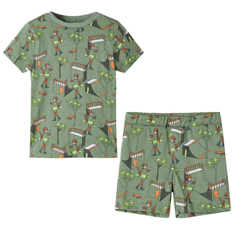 Vidaxl Kinderpyjama mit kurzen Ärmeln 128 helles Khaki