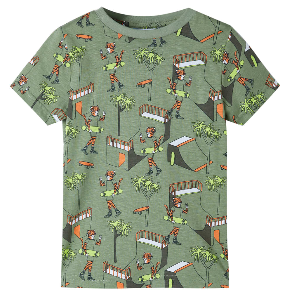 Vidaxl Kinderpyjama mit kurzen Ärmeln 128 helles Khaki