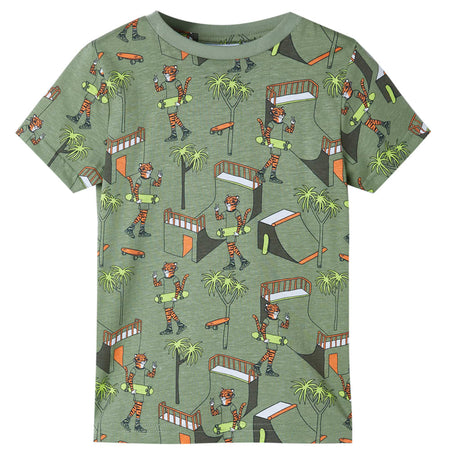 Vidaxl Kinderpyjama mit kurzen Ärmeln 128 helles Khaki
