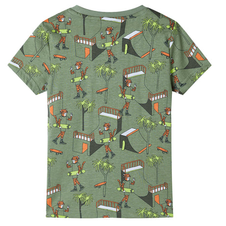 Vidaxl Kinderpyjama mit kurzen Ärmeln 128 helles Khaki