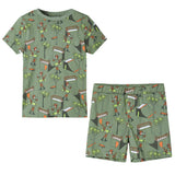 VidaXL Kinderpyjama mit kurzen Ärmeln 140 helles Khaki