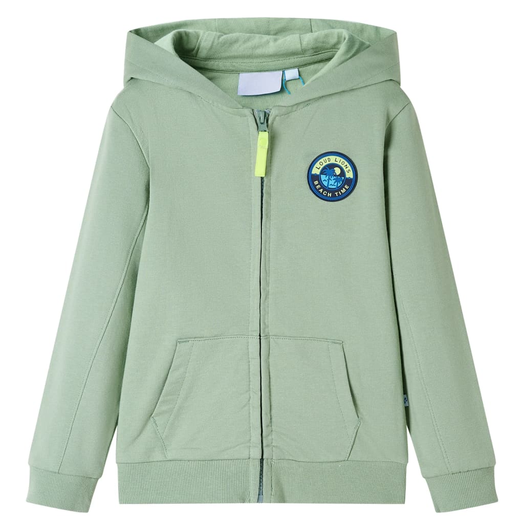 VidaXL Kinderstrickjacke mit Kapuze und Reißverschluss 92 helles Khaki