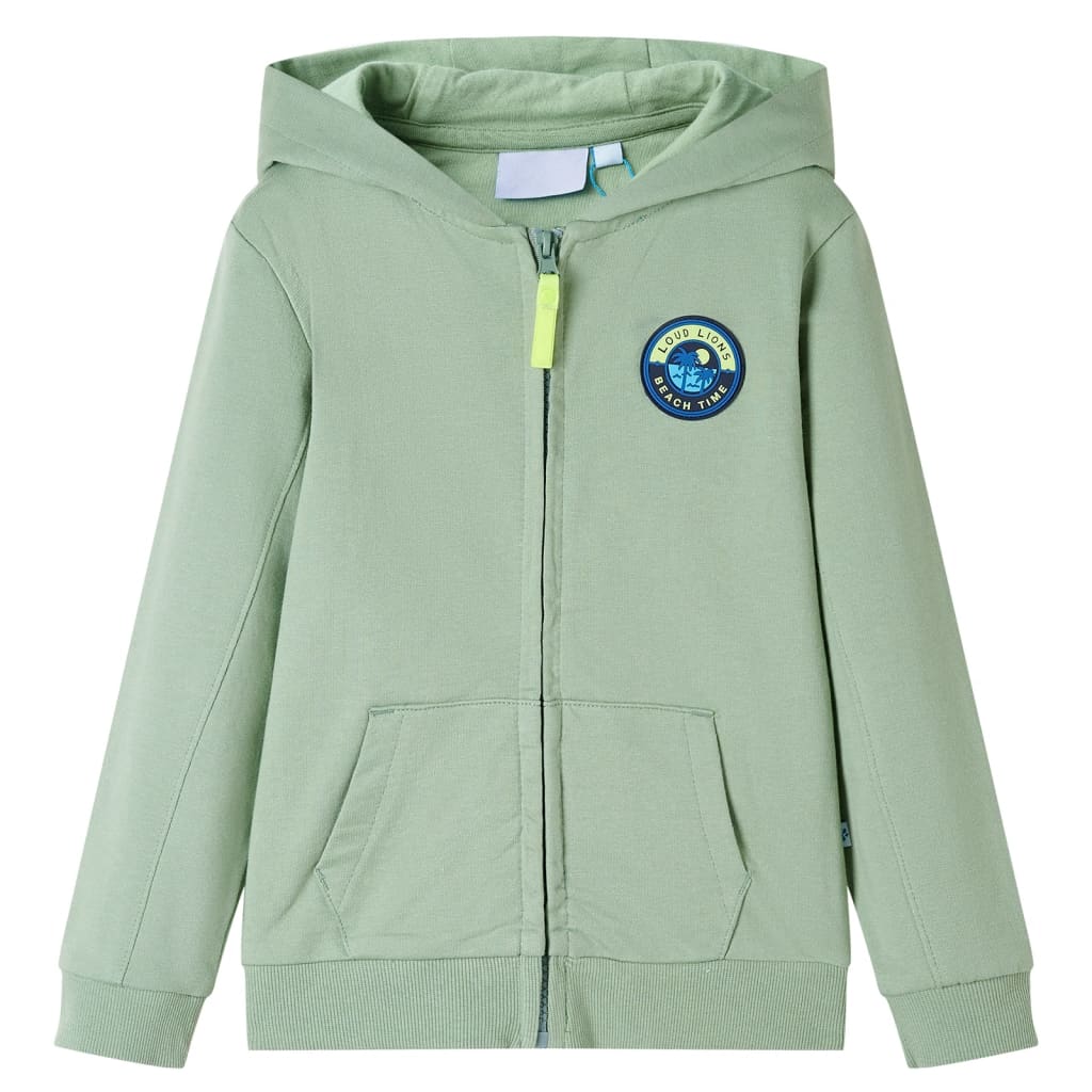 VidaXL Kinderstrickjacke mit Kapuze und Reißverschluss 116 helles Khaki