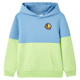 VidaXL Kinderpullover mit Kapuze 128 Blau und zartes Gelb