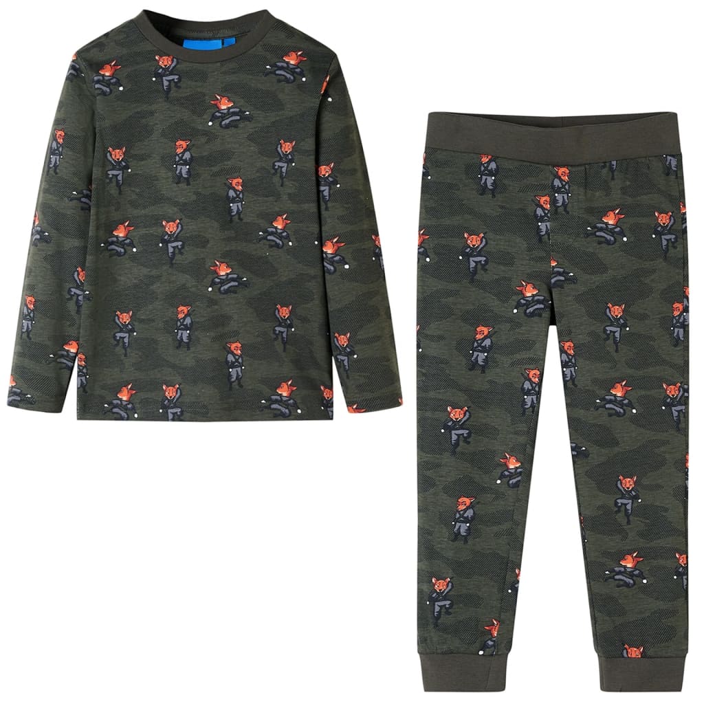 VidaXL Kinderpyjama mit langen Ärmeln 128 Khaki