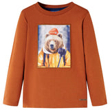 VidaXL Kindershirt mit langen Ärmeln 128 Orange-Braun