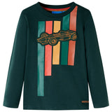 VidaXL Kindershirt mit langen Ärmeln 128 Dunkelgrün