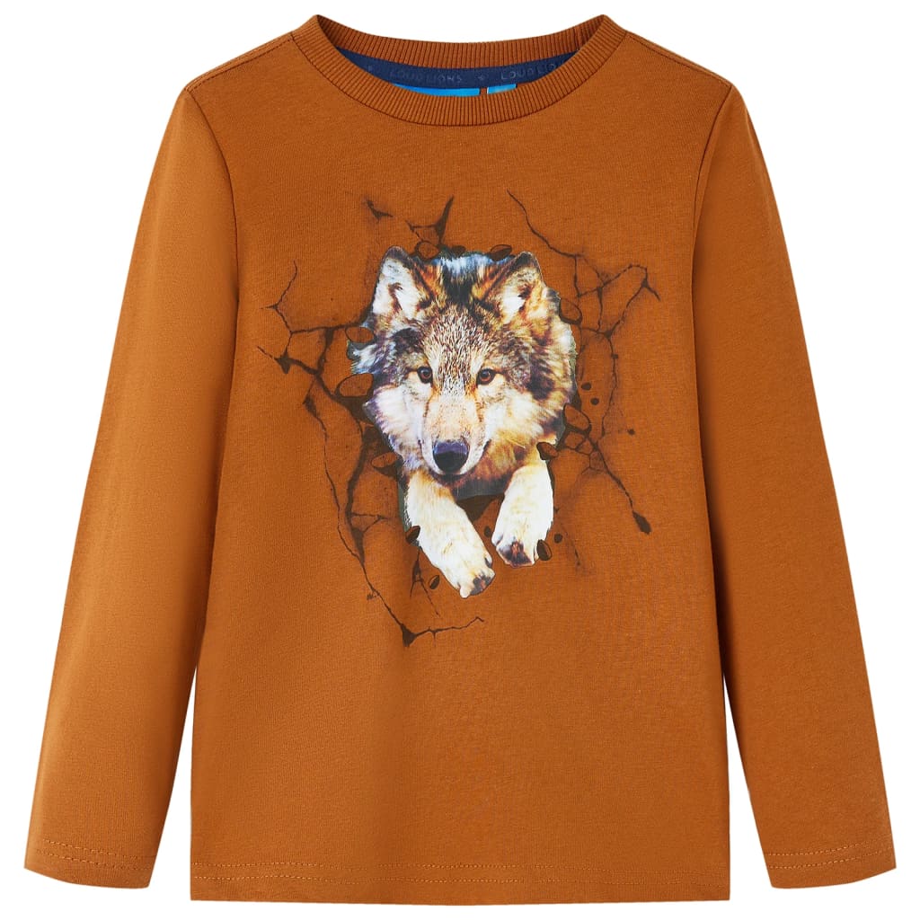VidaXL Kindershirt mit langen Ärmeln 116 cognacfarben