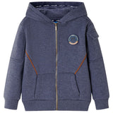 VidaXL Kinderstrickjacke mit Kapuze und Reißverschluss 116 dunkelblau gemischt