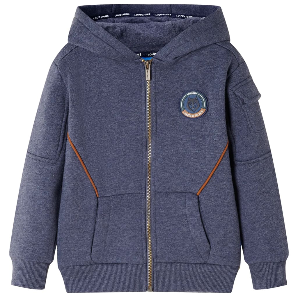 VidaXL Kinderstrickjacke mit Kapuze und Reißverschluss 140 dunkelblau gemischt