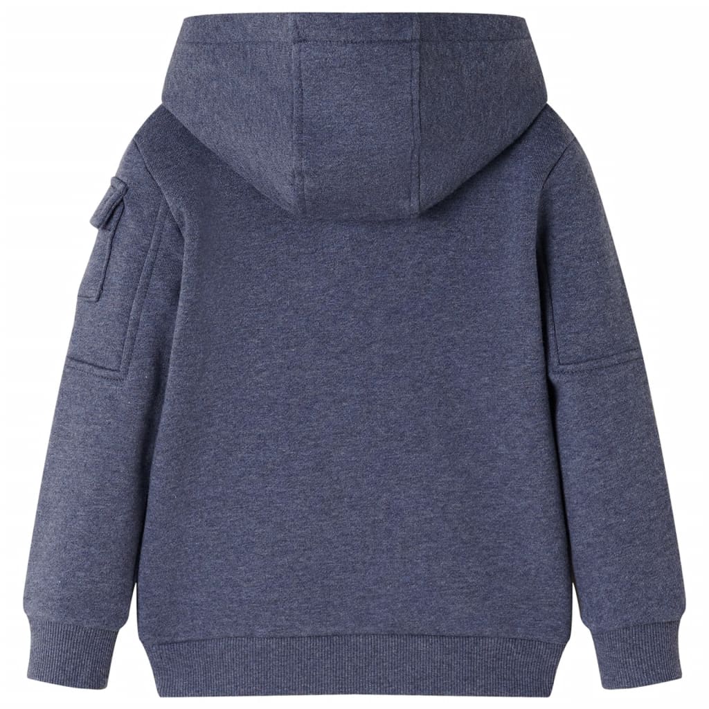 VidaXL Kinderstrickjacke mit Kapuze und Reißverschluss 140 dunkelblau gemischt