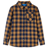 VidaXL Kinderhemd kariert 92 Cognac und Blau