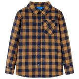 VidaXL Kinderhemd kariert 128 Cognac und Blau